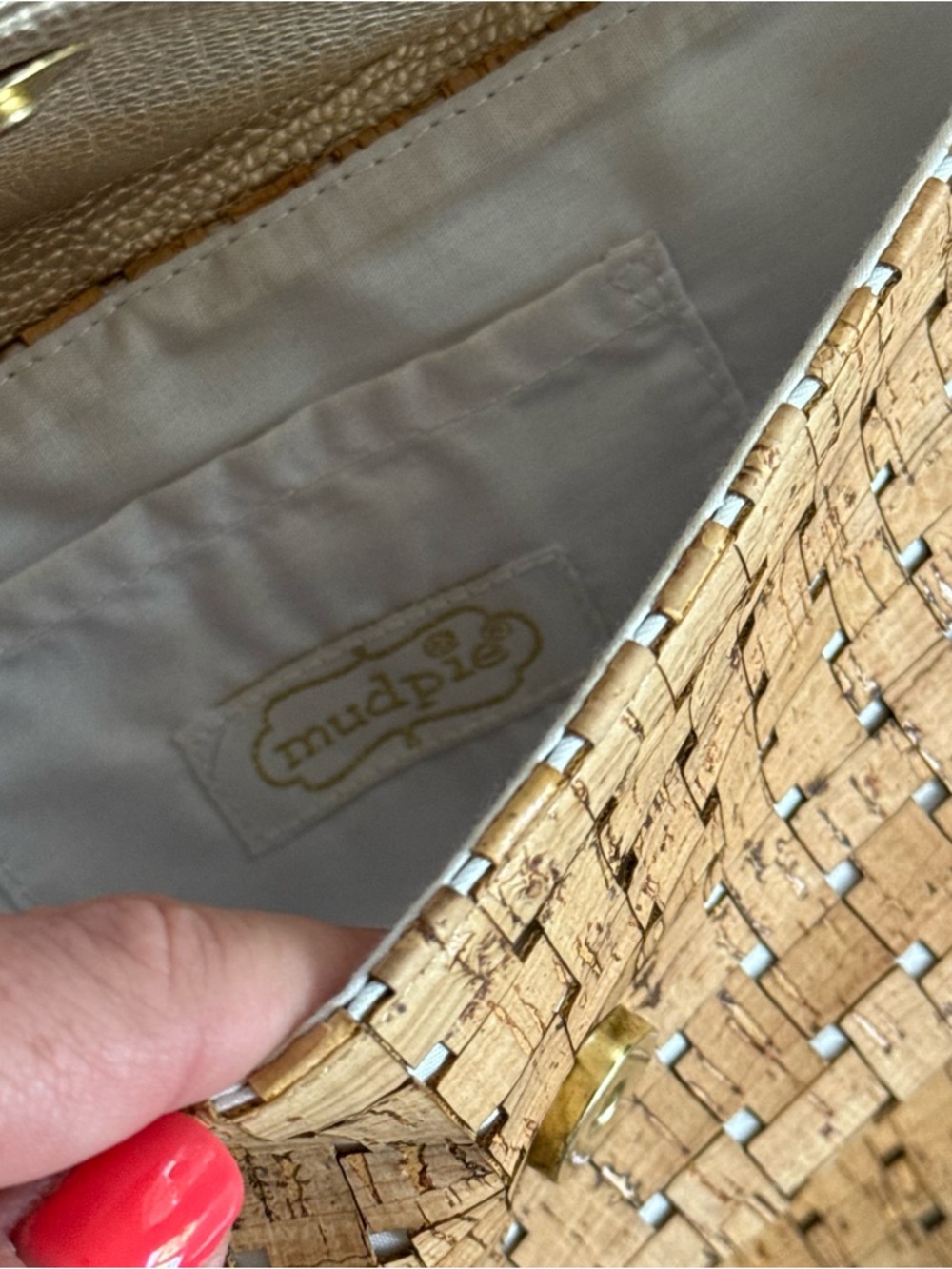 Neutral Cork & Gold Pineapple Clutch - Women's Envelope Bag - Picture 6 of 9
